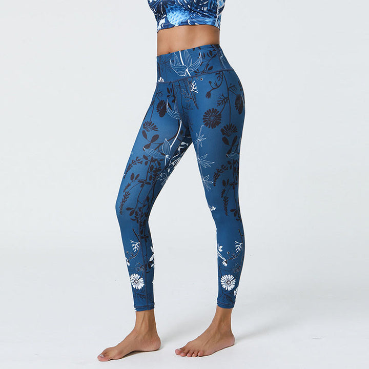 Buddha Stones Kwiaty Liście Mniszki lekarskie Ananasy Nadruk Sport Fitness Wysoki Stan Legginsy Damskie Spodnie do Jogi