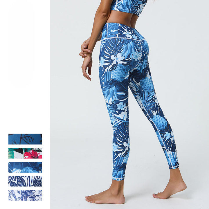 Buddha Stones Kwiaty Liście Mniszki lekarskie Ananasy Nadruk Sport Fitness Wysoki Stan Legginsy Damskie Spodnie do Jogi