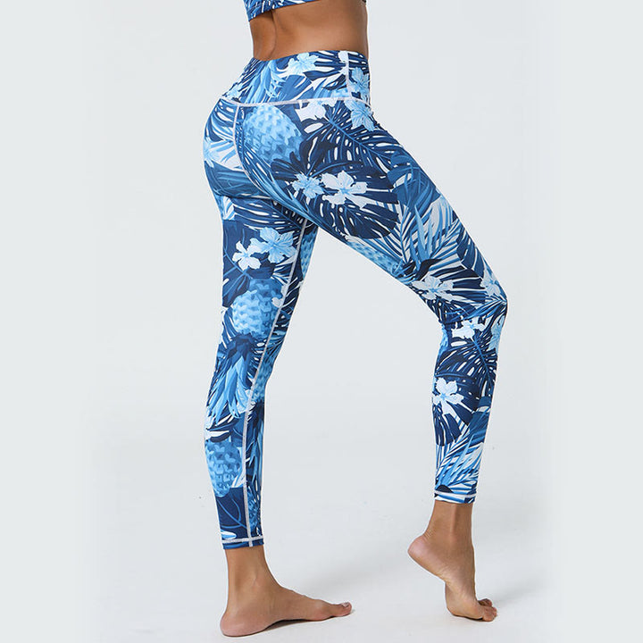 Buddha Stones Kwiaty Liście Mniszki lekarskie Ananasy Nadruk Sport Fitness Wysoki Stan Legginsy Damskie Spodnie do Jogi