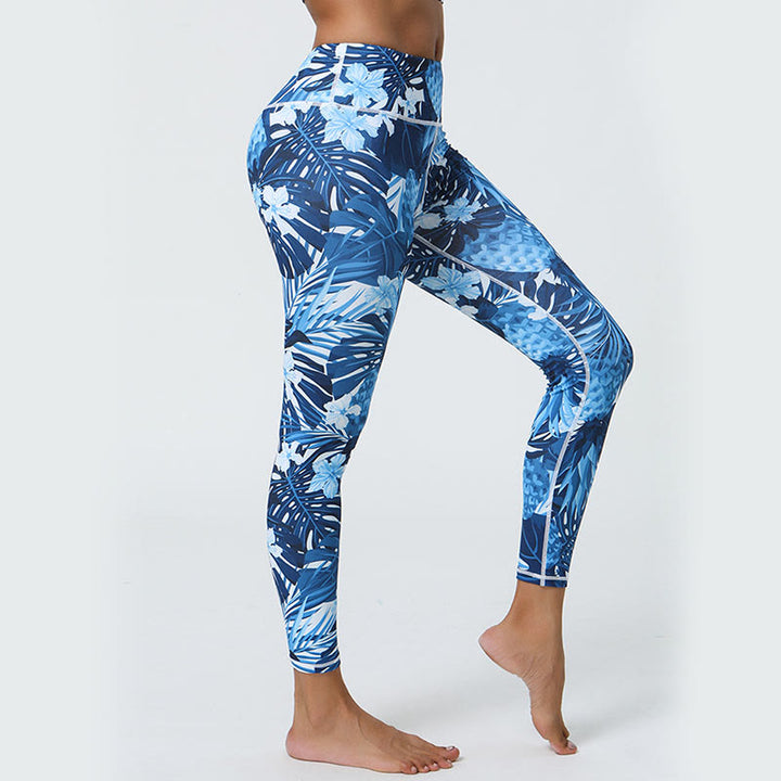 Buddha Stones Kwiaty Liście Mniszki lekarskie Ananasy Nadruk Sport Fitness Wysoki Stan Legginsy Damskie Spodnie do Jogi