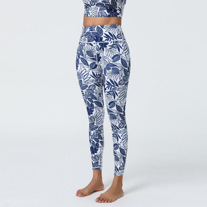 Buddha Stones Kwiaty Liście Mniszki lekarskie Ananasy Nadruk Sport Fitness Wysoki Stan Legginsy Damskie Spodnie do Jogi