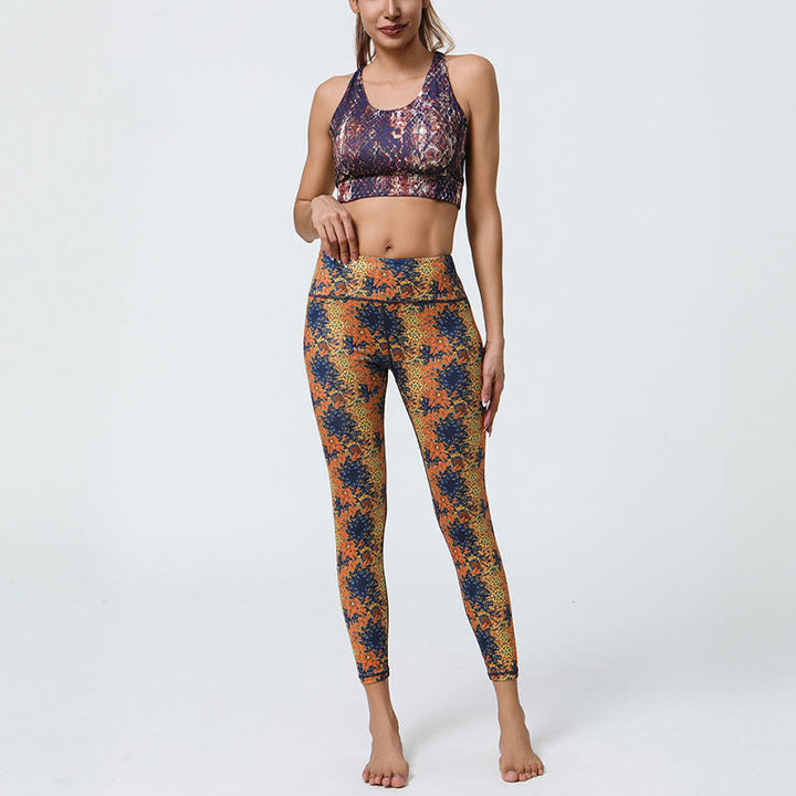 Buddha Stones Kwiaty Geometryczne Mandale Nadruk Sport Fitness Joga Wysoki Stan Legginsy Damskie Spodnie