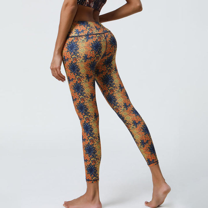 Buddha Stones Kwiaty Geometryczne Mandale Nadruk Sport Fitness Joga Wysoki Stan Legginsy Damskie Spodnie