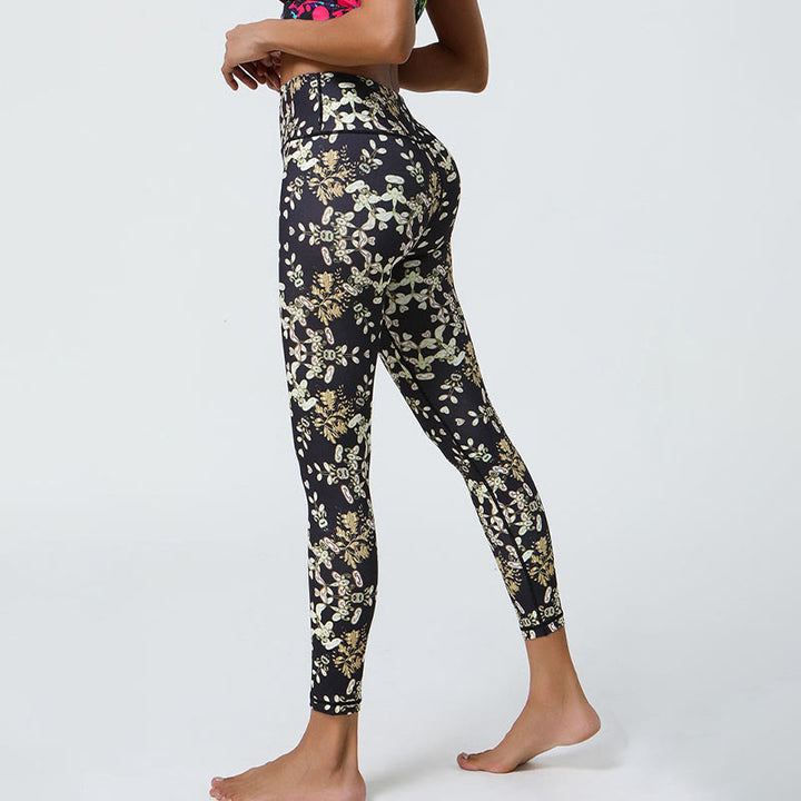 Buddha Stones Kwiaty Geometryczne Mandale Nadruk Sport Fitness Joga Wysoki Stan Legginsy Damskie Spodnie