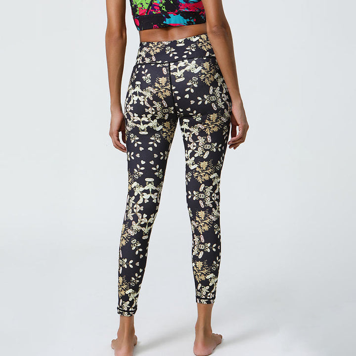 Buddha Stones Kwiaty Geometryczne Mandale Nadruk Sport Fitness Joga Wysoki Stan Legginsy Damskie Spodnie