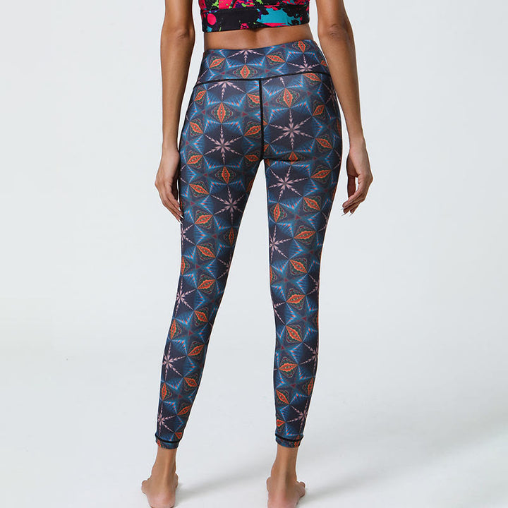Buddha Stones Kwiaty Geometryczne Mandale Nadruk Sport Fitness Joga Wysoki Stan Legginsy Damskie Spodnie