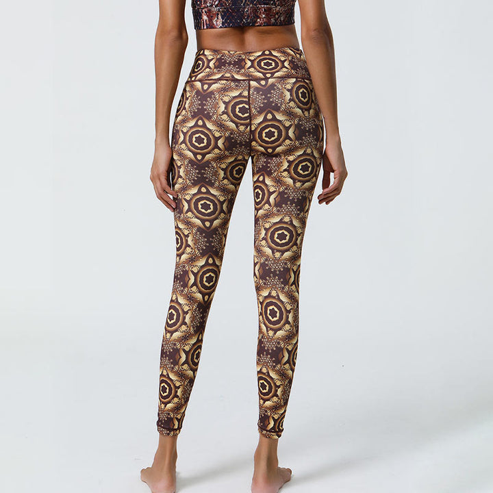 Buddha Stones Kwiaty Geometryczne Mandale Nadruk Sport Fitness Joga Wysoki Stan Legginsy Damskie Spodnie