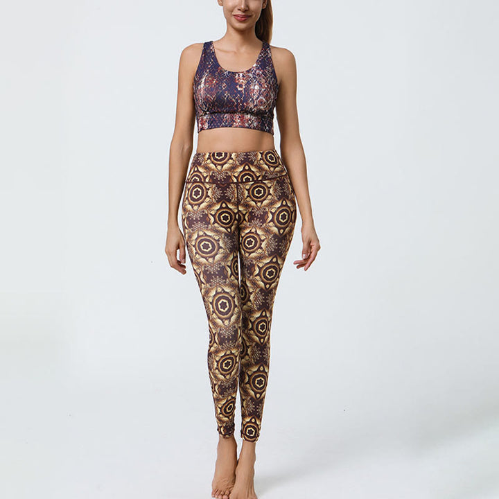 Buddha Stones Kwiaty Geometryczne Mandale Nadruk Sport Fitness Joga Wysoki Stan Legginsy Damskie Spodnie