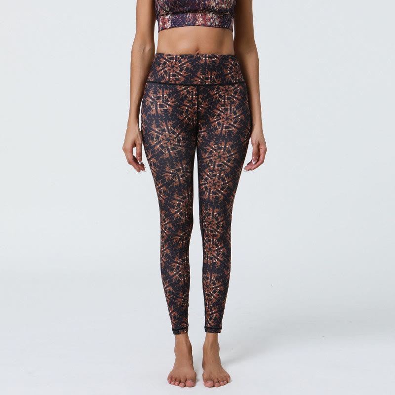 Buddha Stones Kwiaty Geometryczne Mandale Nadruk Sport Fitness Joga Wysoki Stan Legginsy Damskie Spodnie
