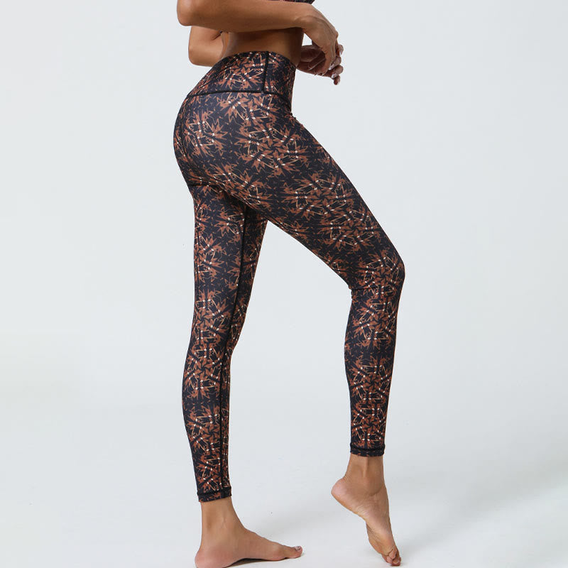 Buddha Stones Kwiaty Geometryczne Mandale Nadruk Sport Fitness Joga Wysoki Stan Legginsy Damskie Spodnie