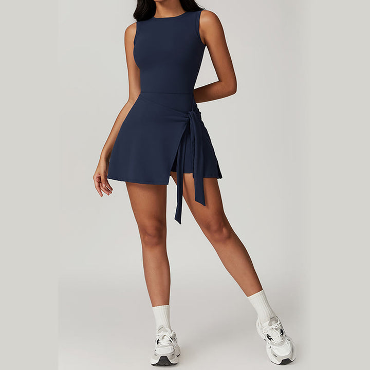 Buddha Stones Jednolity Kolor Sport Tenis Joga Sznurowana Damska Sukienka Sportowa - image 6