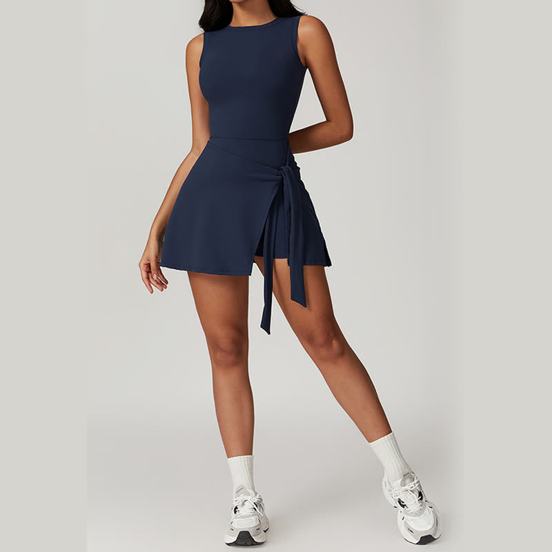 Buddha Stones Jednolity Kolor Sport Tenis Joga Sznurowana Damska Sukienka Sportowa