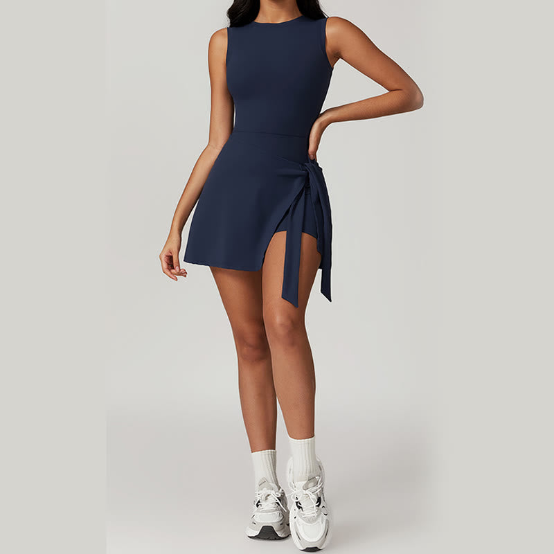 Buddha Stones Jednolity Kolor Sport Tenis Joga Sznurowana Damska Sukienka Sportowa