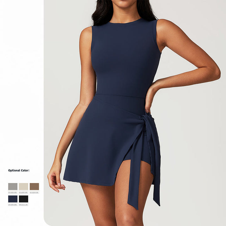 Buddha Stones Jednolity Kolor Sport Tenis Joga Sznurowana Damska Sukienka Sportowa - image 9