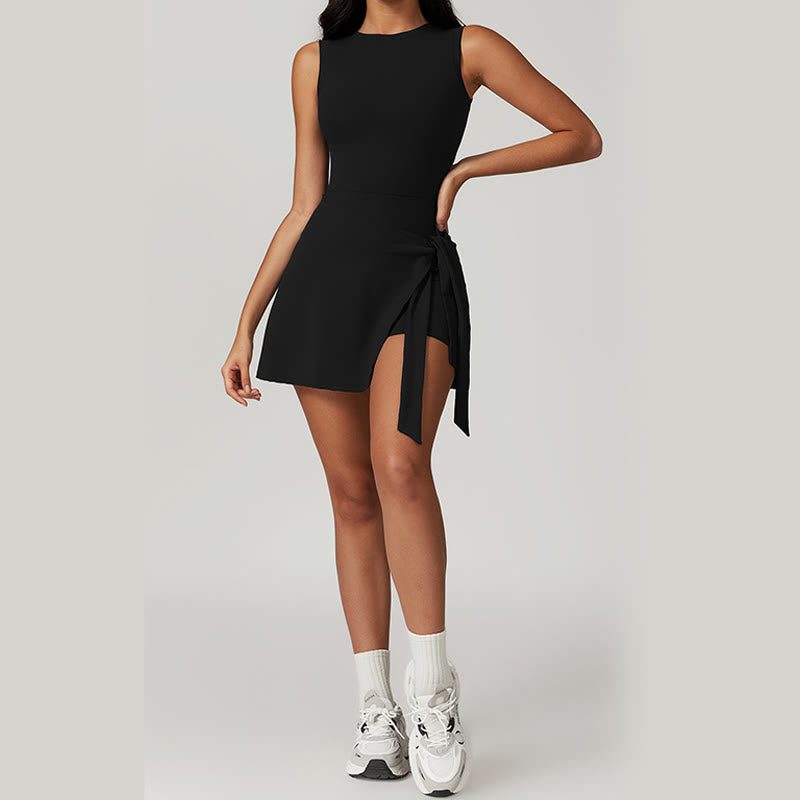 Buddha Stones Jednolity Kolor Sport Tenis Joga Sznurowana Damska Sukienka Sportowa - image 15