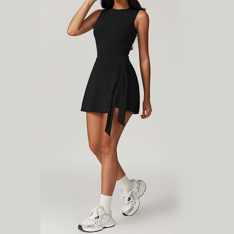 Buddha Stones Jednolity Kolor Sport Tenis Joga Sznurowana Damska Sukienka Sportowa