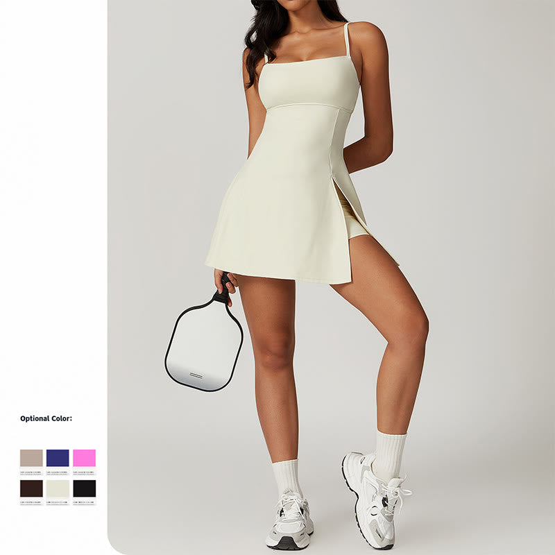 Sukienka sportowa Buddha Stones Solid Backless Tennis Yoga Women - image 8