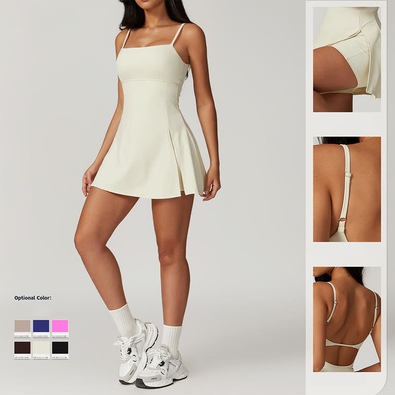 Sukienka sportowa Buddha Stones Solid Backless Tennis Yoga Women - image 4