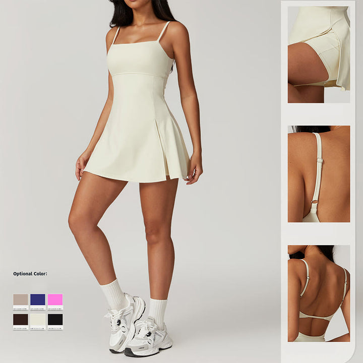 Sukienka sportowa Buddha Stones Solid Backless Tennis Yoga Women - image 4