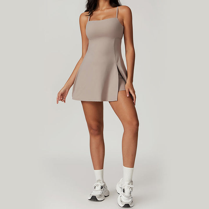 Sukienka sportowa Buddha Stones Solid Backless Tennis Yoga Women - image 28