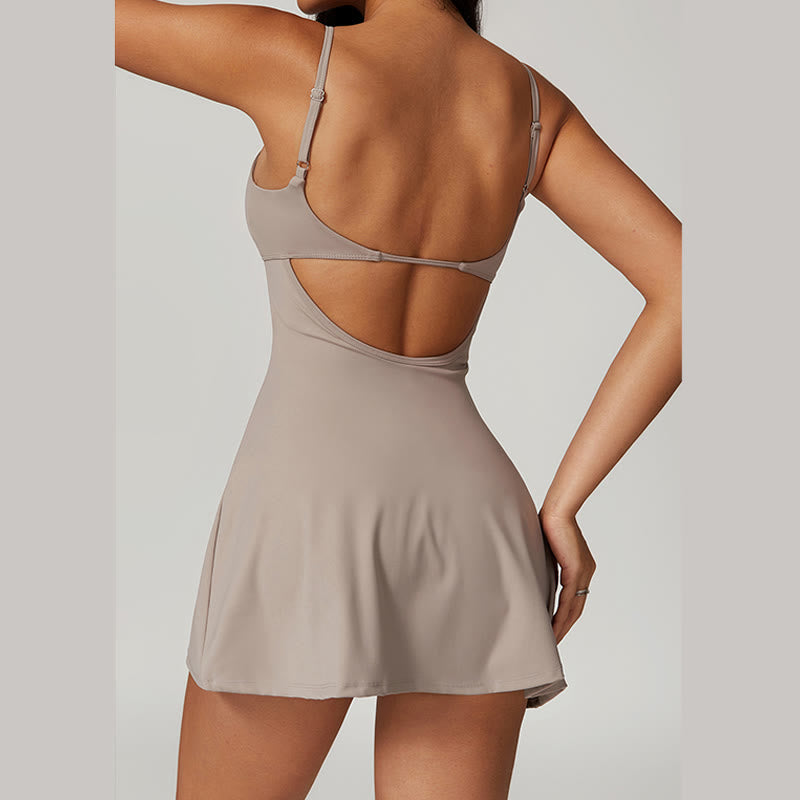Sukienka sportowa Buddha Stones Solid Backless Tennis Yoga Women