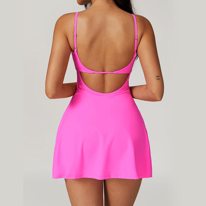 Sukienka sportowa Buddha Stones Solid Backless Tennis Yoga Women
