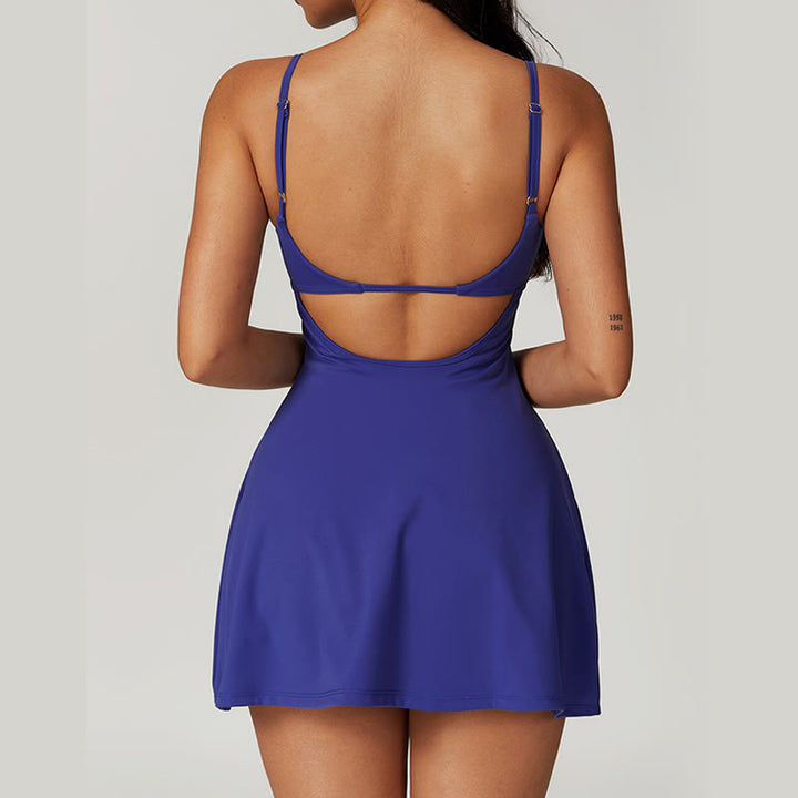 Sukienka sportowa Buddha Stones Solid Backless Tennis Yoga Women