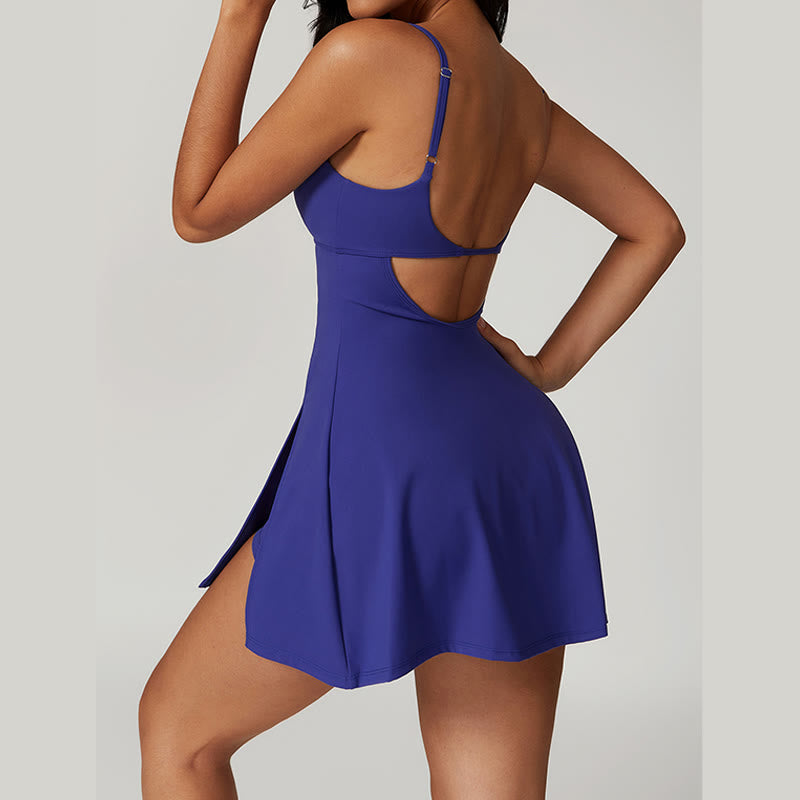 Sukienka sportowa Buddha Stones Solid Backless Tennis Yoga Women