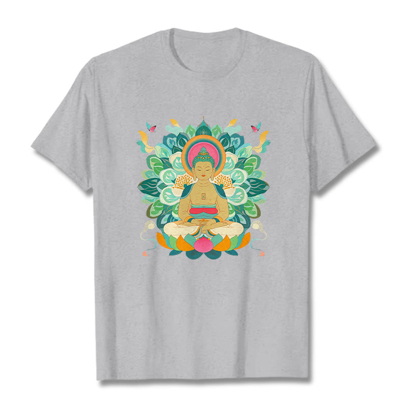 Koszulka z Buddha Stones Kamienie Motyl Lotos Inspirowana Buddą - Jasnoszary - 2XL - image 18
