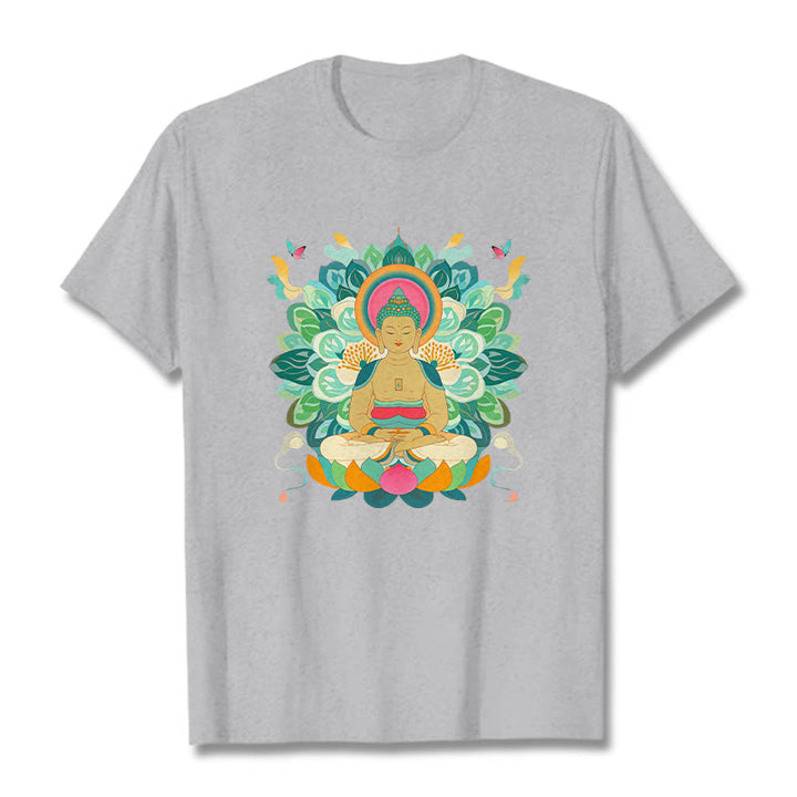 Koszulka z Buddha Stones Kamienie Motyl Lotos Inspirowana Buddą - Jasnoszary - 2XL - image 18