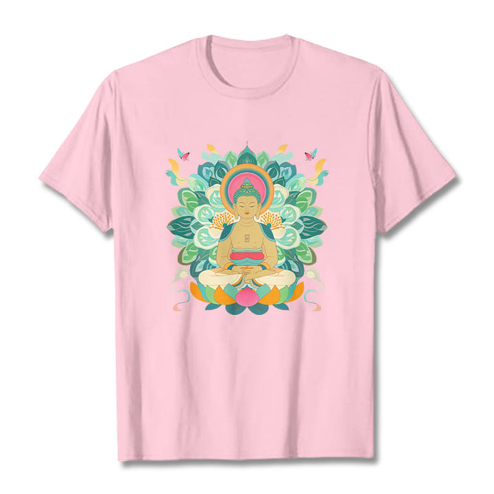 Koszulka z Buddha Stones Kamienie Motyl Lotos Inspirowana Buddą - Jasnoróżowy - 2XL - image 11