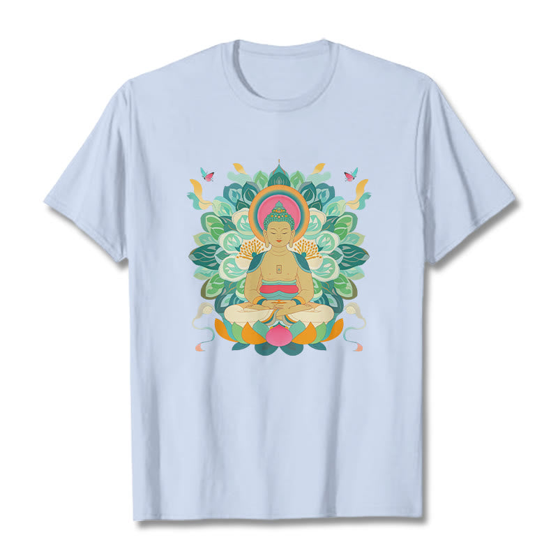 Koszulka z Buddha Stones Kamienie Motyl Lotos Inspirowana Buddą - Jasnoniebieski - 2XL - image 17