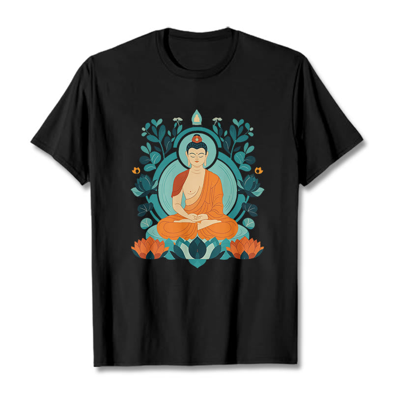 Koszulka z Buddha Stones Kamienie Lotos Budda Medytacja T-shirt - Czarny - 2XL - image 5