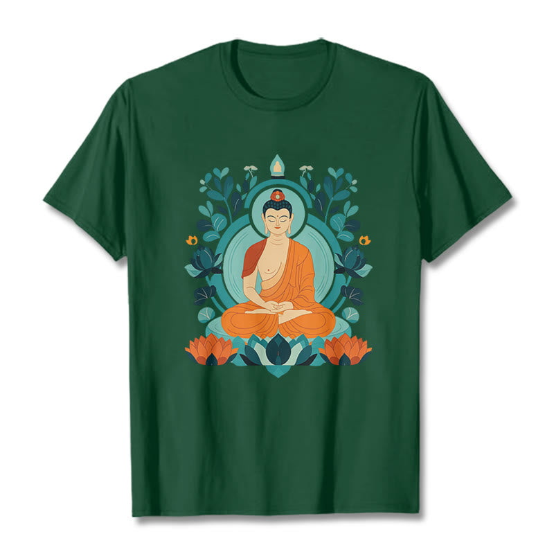 Koszulka z Buddha Stones Kamienie Lotos Budda Medytacja T-shirt - ForestGreen - 2XL - image 8