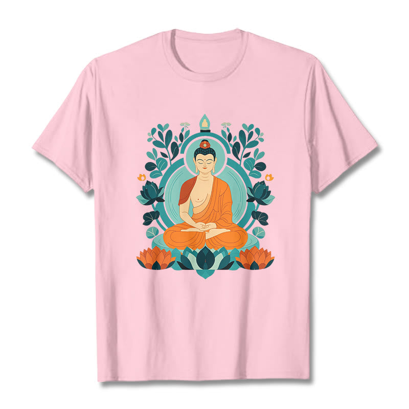 Koszulka z Buddha Stones Kamienie Lotos Budda Medytacja T-shirt - Jasnoróżowy - 2XL - image 9