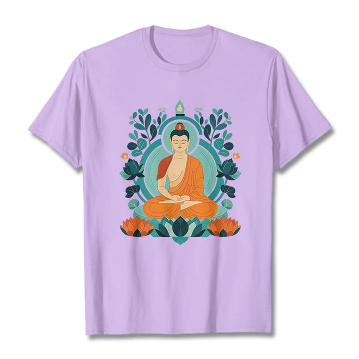 Koszulka z Buddha Stones Kamienie Lotos Budda Medytacja T-shirt - Śliwka - 2XL - image 10