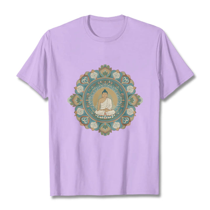 Buddha Stones Mandala Kwiat Buddy Koszulka T-shirt - Śliwka - 2XL - image 15