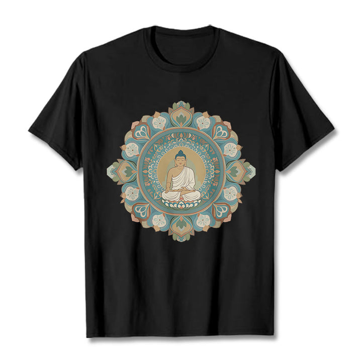 Buddha Stones Mandala Kwiat Buddy Koszulka T-shirt - Czarny - 2XL - image 6
