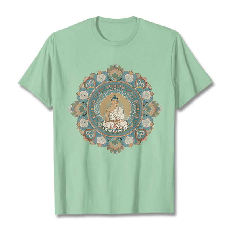 Buddha Stones Mandala Kwiat Buddy Koszulka T-shirt - PaleGreen - 2XL - image 0