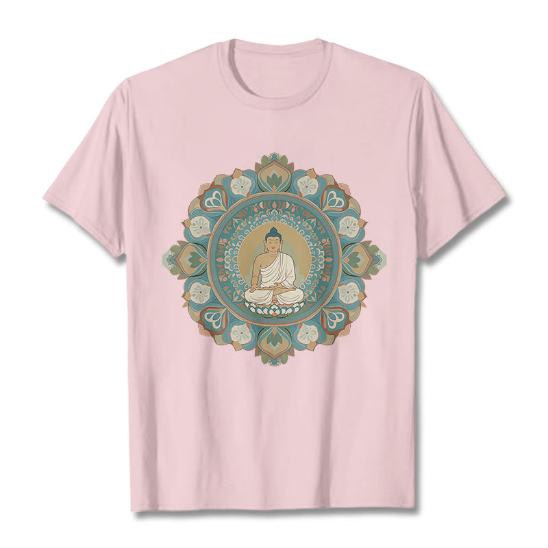 Buddha Stones Mandala Kwiat Buddy Koszulka T-shirt - Jasnoróżowy - 2XL - image 14