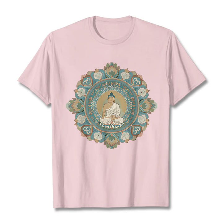 Buddha Stones Mandala Kwiat Buddy Koszulka T-shirt - Jasnoróżowy - 2XL - image 13