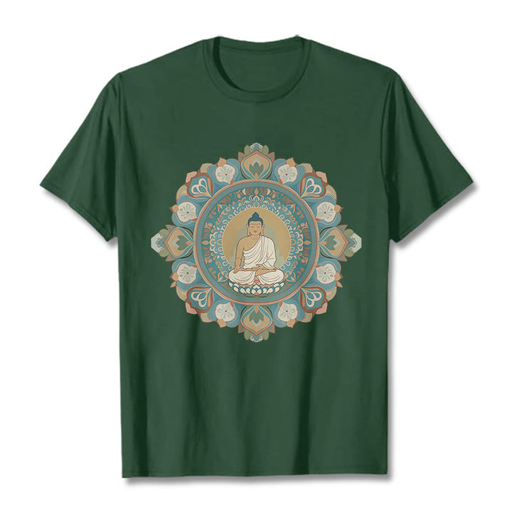Buddha Stones Mandala Kwiat Buddy Koszulka T-shirt - ForestGreen - 2XL - image 11