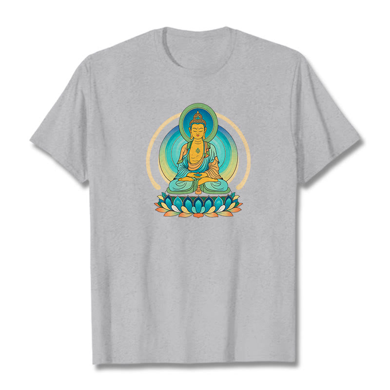 Buddha Stones Koszulka z nadrukiem Buddy Lotosu - Jasnoszary - 2XL - image 18
