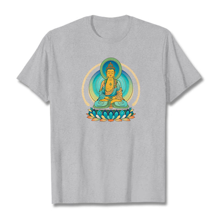 Buddha Stones Koszulka z nadrukiem Buddy Lotosu - Jasnoszary - 2XL - image 18
