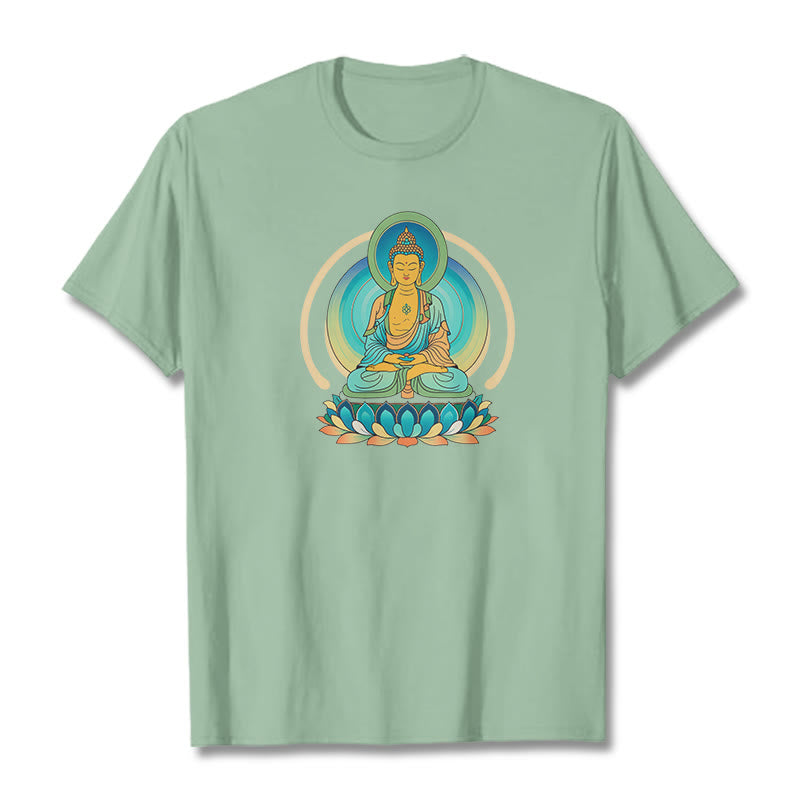 Buddha Stones Koszulka z nadrukiem Buddy Lotosu - PaleGreen - 2XL - image 14