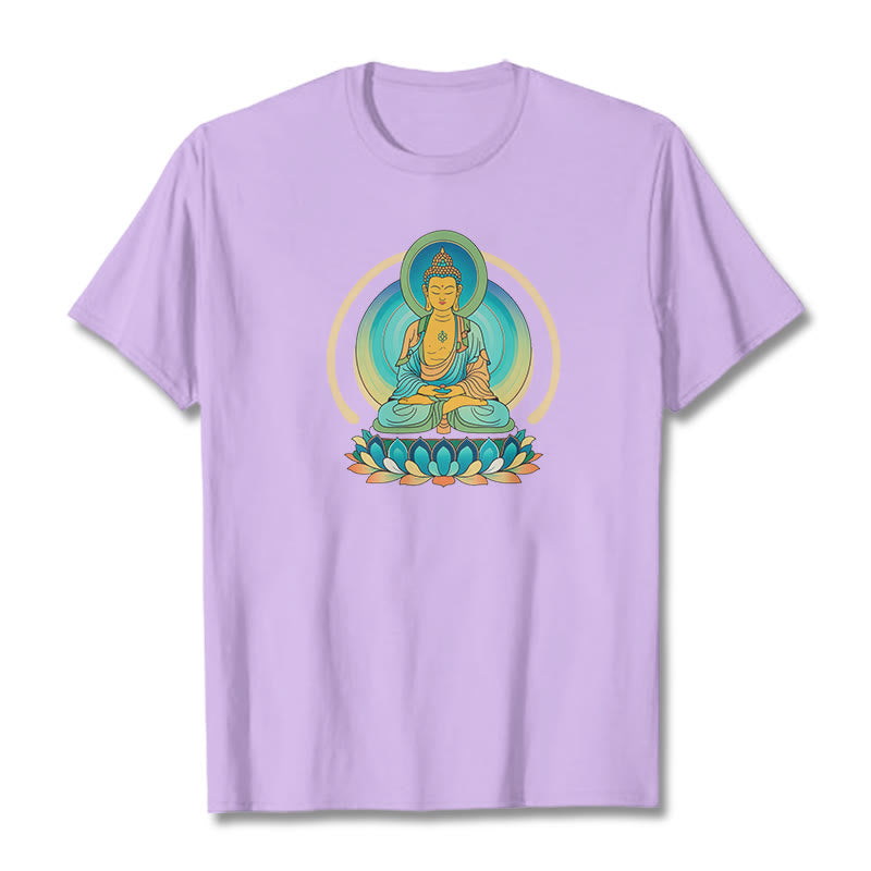 Buddha Stones Koszulka z nadrukiem Buddy Lotosu - Śliwka - 2XL - image 15