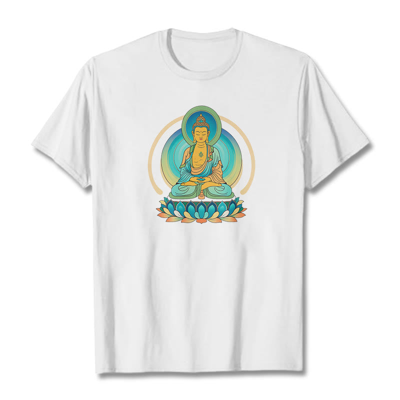Buddha Stones Koszulka z nadrukiem Buddy Lotosu - Biały - 2XL - image 2