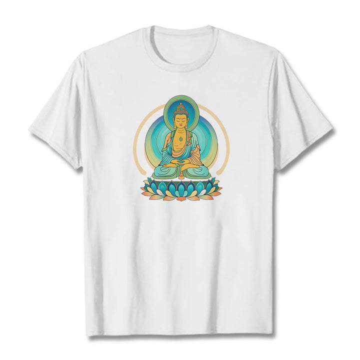 Buddha Stones Koszulka z nadrukiem Buddy Lotosu - Biały - 2XL - image 2