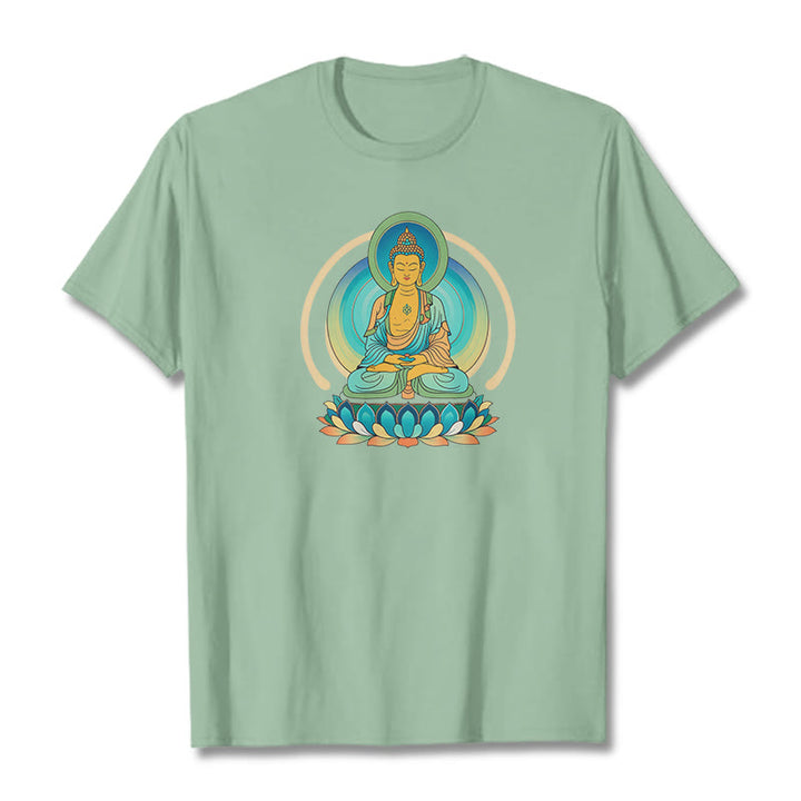 Buddha Stones Koszulka z nadrukiem Buddy Lotosu - PaleGreen - 2XL - image 13