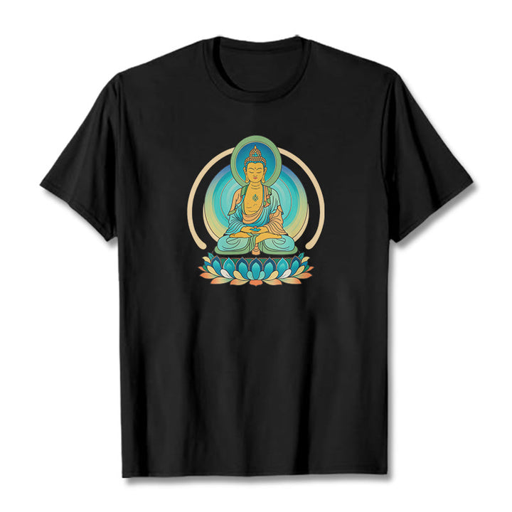 Buddha Stones Koszulka z nadrukiem Buddy Lotosu - Czarny - 2XL - image 5